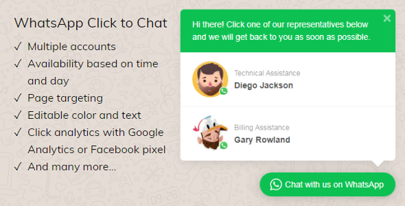WhatsApp Click to Chat Plugin for WordPress v2.2.12 Free