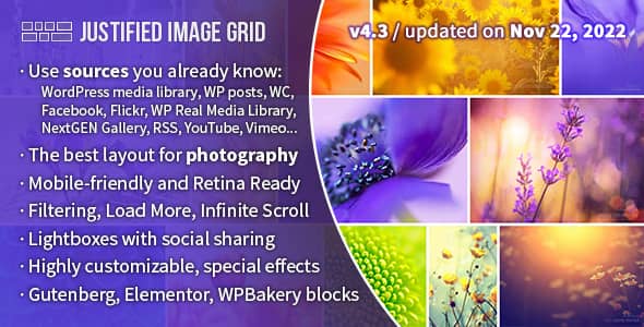 Justified Image Grid v4.4.1 Nulled - Premium WordPress Gallery