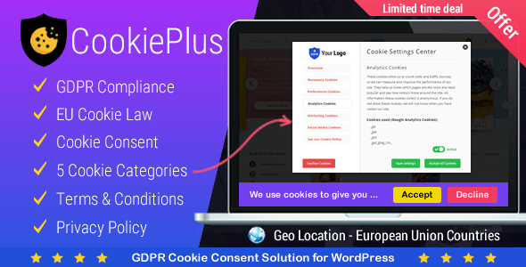 Cookie Plus v1.6.3 Nulled - GDPR Cookie Consent Solution