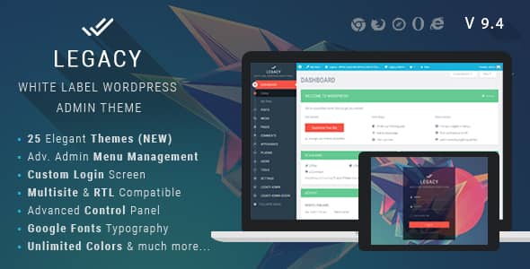 Legacy v9.6 Nulled - White label WordPress Admin Theme