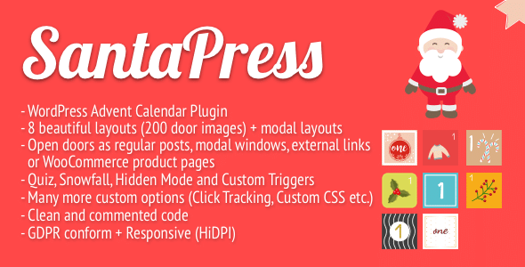 SantaPress v1.6.4 Nulled - WordPress Advent Calendar Plugin & Quiz