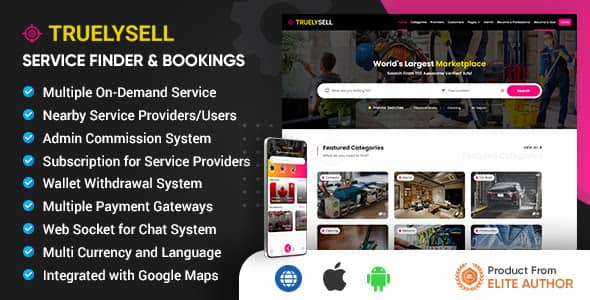 TruelySell v2.1.7 Nulled - On-demand Service Marketplace, Nearby Service Finder and Bookings (Web + Android + iOS)