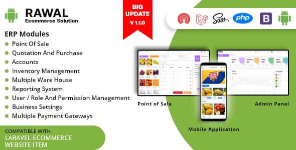 Rawal v1.1.7 Nulled - Android & Laravel Ecommerce Solution with POS for Single & Multiple Location Business Brand