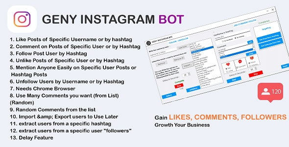 GENY instagram bot v4.0.1 Nulled - Gain More Instagram Followers, Increase your Followers Now