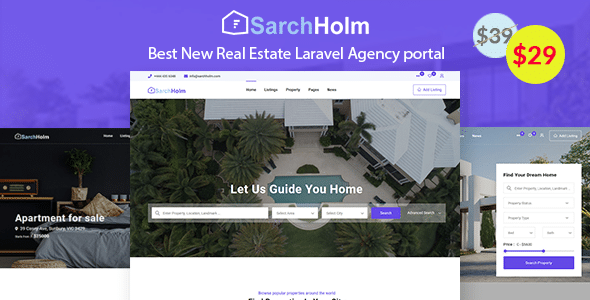 Sarchholm v2.0.5 Nulled - real estate laravel multilingual agency portal