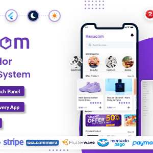 Hexacom v6.0 Nulled – single vendor eCommerce App with Website, Admin Panel and Delivery boy app