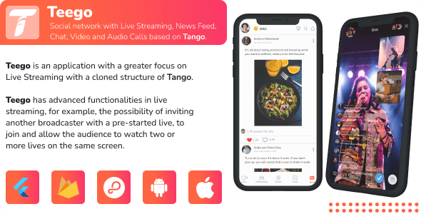 Teego (iOS and Android) v1.0 Nulled - Live Streaming with up to 4 participants, Feed, Paid calls and Payouts