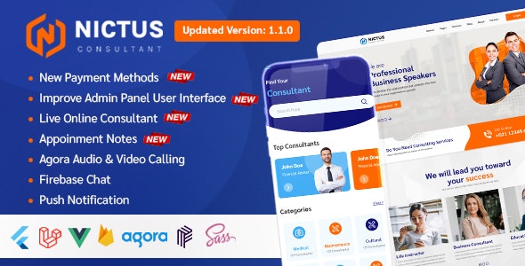 Nictus Consultation v1.1.3 Nulled - Complete online appointment booking solution with flutter mobile app & laravel