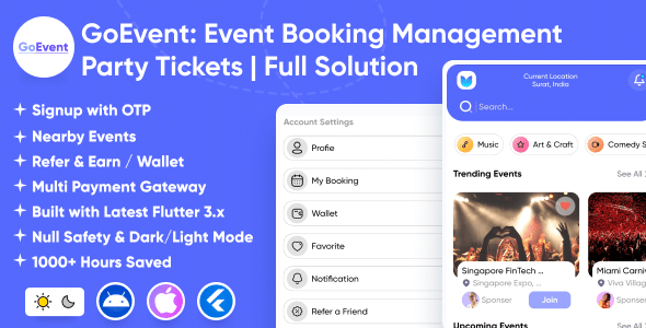 GoEvent v1.2 Nulled - Event Booking Management - Event Planner - Flutter Full Solution App
