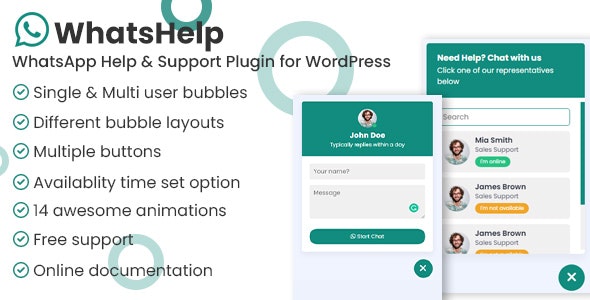 WhatsApp Chat Support Pro WordPress Plugin v2.2.3 Free