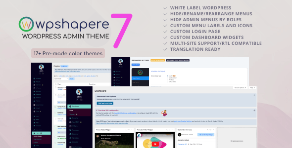 WPShapere v7.0.7 Nulled - Wordpress Admin Theme