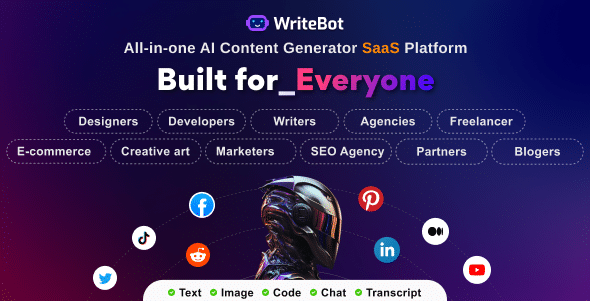 WriteBot v3.7.0 Nulled - AI Content Generator SaaS Platform