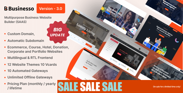 Businesso v3.1 Nulled - Business Website Builder SAAS (Multitenancy)