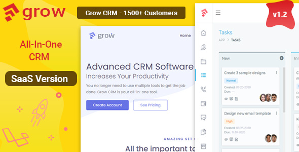 Grow CRM SaaS v2.3 Nulled - Laravel Project Management - Multitenancy