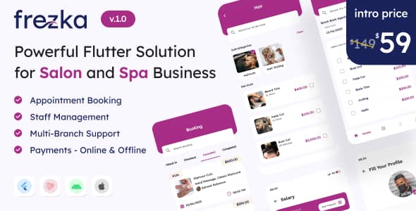 Frezka v3.1.0 Nulled - All-in-one Salon & Spa Business Solution in Flutter + Laravel