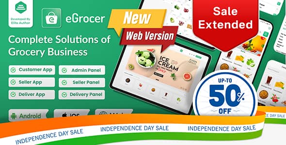 eGrocer v1.9.4 Nulled - Online Multi Vendor Grocery Store, eCommerce Marketplace Flutter Full App with Admin Panel