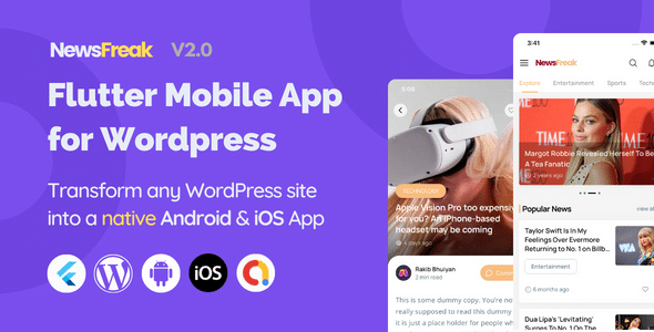 Newsfreak v2.2 Nulled - Flutter Mobile App for WordPress