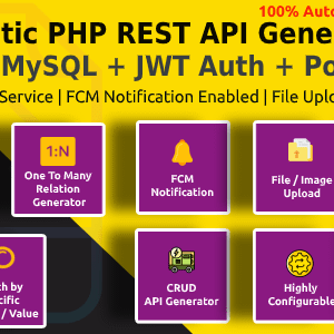 Automatic PHP REST API Generator + Postman Docs from MySQL Database With JWT Token Authentication v4.9 Free