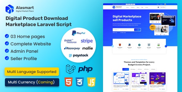 Alasmart v1.2.0 Nulled - Digital Product Download Marketplace Laravel Script