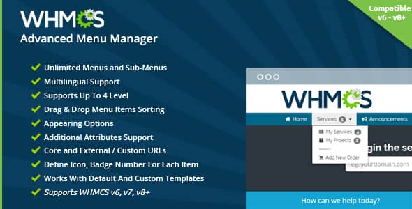 WHMCS Advanced Menu Manager v1.72.0 Free