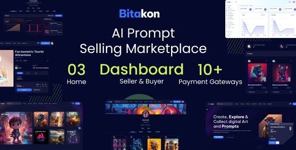 Bitakon v1.0.9 Nulled - AI Prompt Buy Selling Marketplace (Multi Seller)