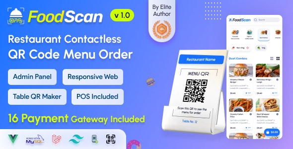 FoodScan v1.2 Nulled - Qr Code Restaurant Menu Maker and Contactless Table Ordering System with Restaurant POS