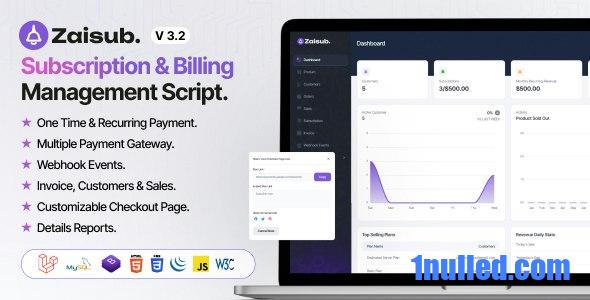 Zaisub v3.2 Nulled - Subscription & Billing Management Laravel Script