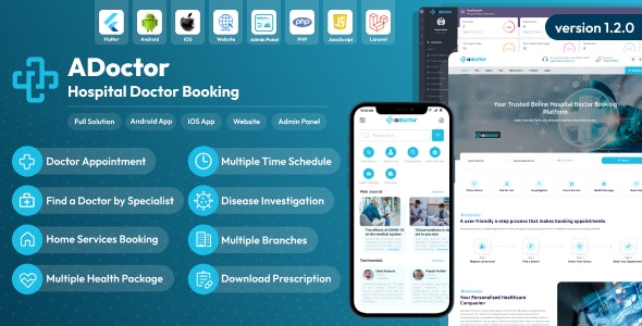 ADoctor v1.3.0 Nulled - Hospital Doctor Booking Android and iOS App