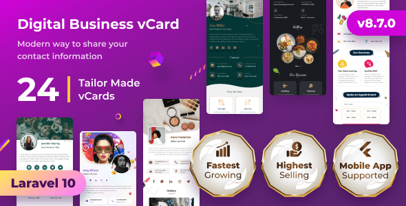 VCard SaaS v8.9.0 Nulled - Digital Business Card Builder SaaS - Laravel VCard Saas - NFC Card - With Mobile App