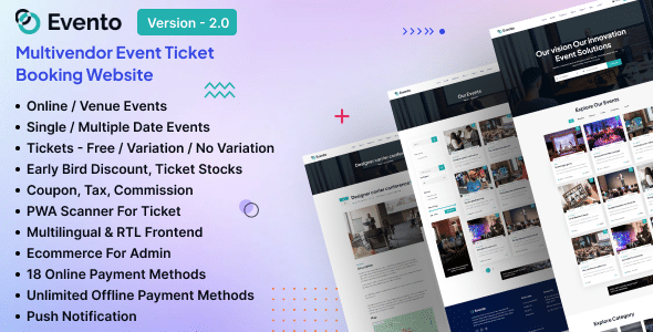 Evento v2.0 Nulled - Multivendor Event Ticket Booking Website