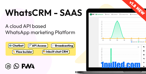WhatsCRM v1.8 Nulled - Chatbot, Flow Builder, API Access, WhatsApp CRM SAAS System