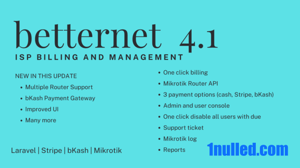 Betternet v4.1 Nulled - ISP Billing with Mikrotik API