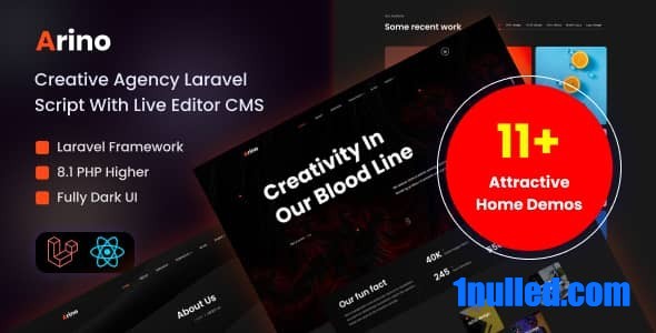 Arino v3.1 Nulled - Creative Agency Laravel Script With Live Editor CMS