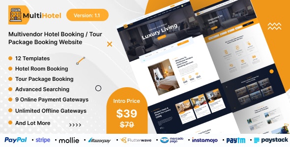 MultiHotel v1.1 Nulled - Multivendor Hotel Booking / Tour Package Booking Website