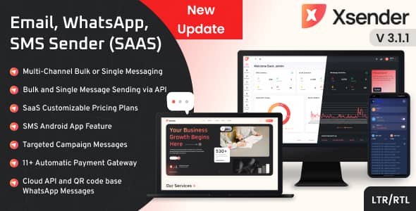 XSender v3.1.1 Nulled - Bulk Email, SMS and WhatsApp Messaging Application