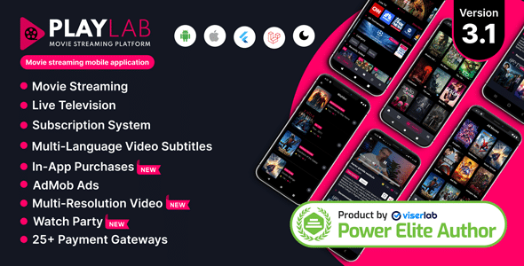 PlayLab v3.1 Nulled - Cross Platform on Demand Movie Streaming Mobile Application