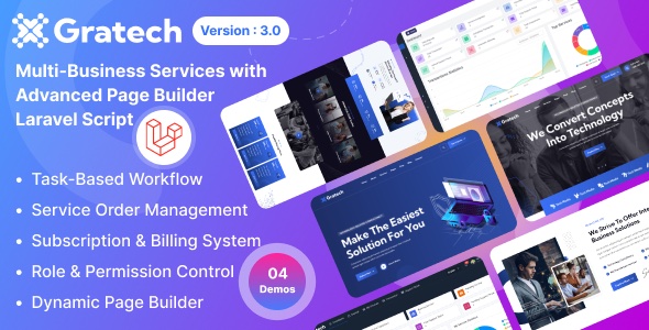 Gratech v3.0 Nulled - Multi-Business Services with Advanced Page Builder & Workflow Tools