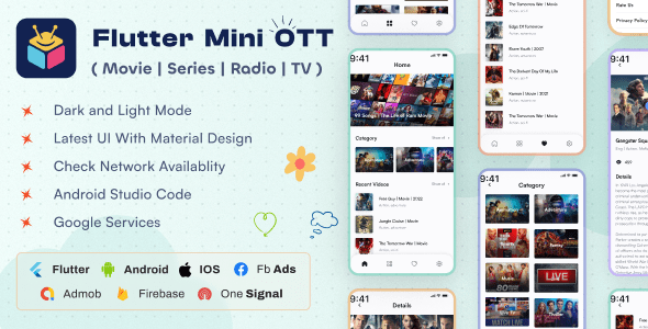 Flutter Mini OTT v4.1.0 Nulled - Live Tv, Movie, Videos, Radios