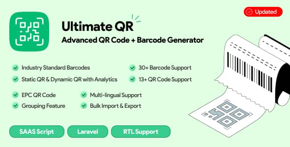 UltimateQR v3.1.0 Nulled - Advanced QR Code + Barcode Generator | SAAS | PHP Script