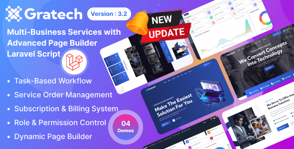 Gratech v3.2 Nulled - Multi-Business Services with Advanced Page Builder & Workflow Tools