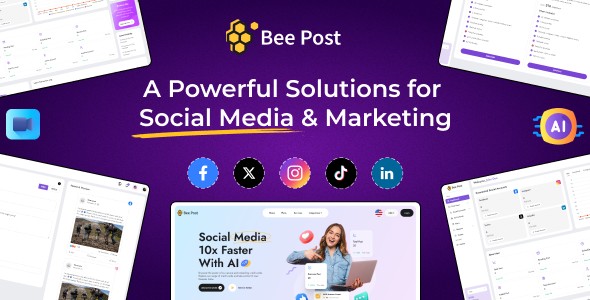 BeePost v1.1 Nulled - AI Social Media Management & Content Creation SaaS with Subscription System