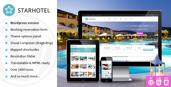 Starhotel v3.0.5 Nulled - Responsive Hotel WordPress Theme