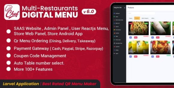 CHEF v6.0 Nulled – SaaS – Contactless Multi-restaurant QR Menu Maker App Source Code