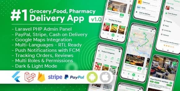 Grocery, Food, Pharmacy, Store Delivery Mobile App with Admin Panel Script v2.0.1