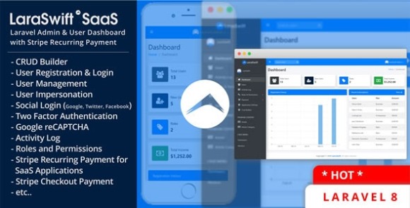 LaraSwift SaaS v1.0 Nulled – Laravel Admin & User Dashboard + CRUD Builder + Stripe Recurring Payment PHP Script