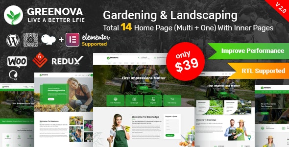 Greenova v2.3.5 Nulled - Gardening & Landscaping WordPress Theme