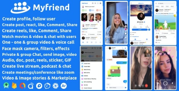 Myfriend v2.1 Nulled – Friend Chat Post Tiktok Follow Radio Group eCommerce Zoom Live Clone Social Network App Source