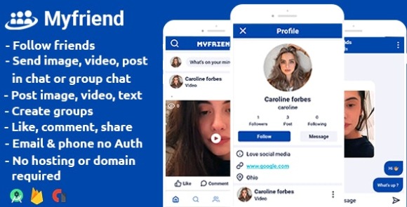 Myfriend v1.3 Nulled – Friends Posts Groups Chat Follow Social Networking App Android Studio + Firebase and AdMob App