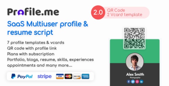 Profile.me v2.1 – SaaS Multiuser Profile Resume & Vcard Script Nulled
