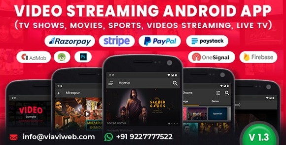 Video Streaming Android App v1.3 (TV Shows, Movies, Sports, Videos Streaming, Live TV) App Source Code